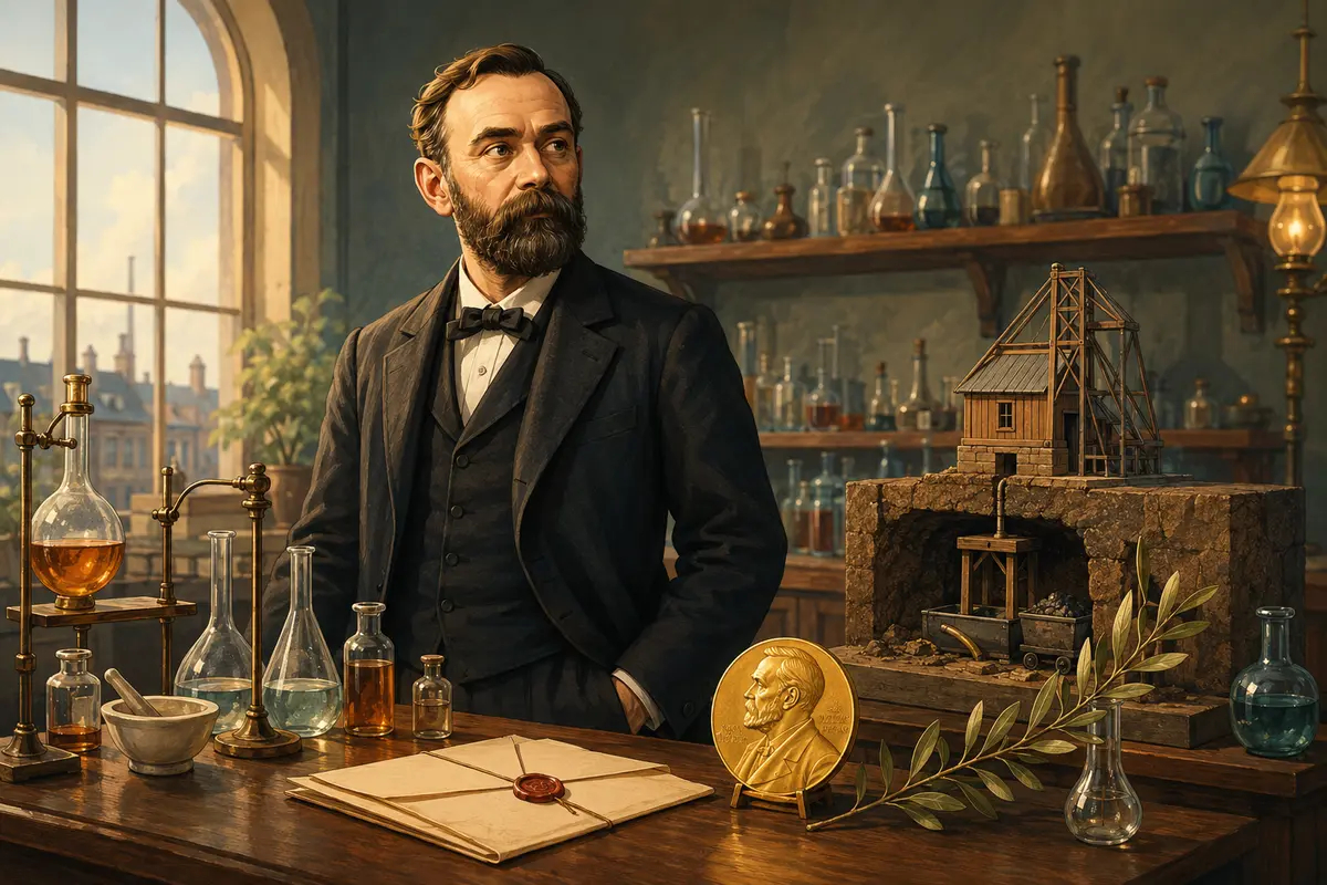 Ilustrasi original Alfred Nobel dan warisan Hadiah Nobel
